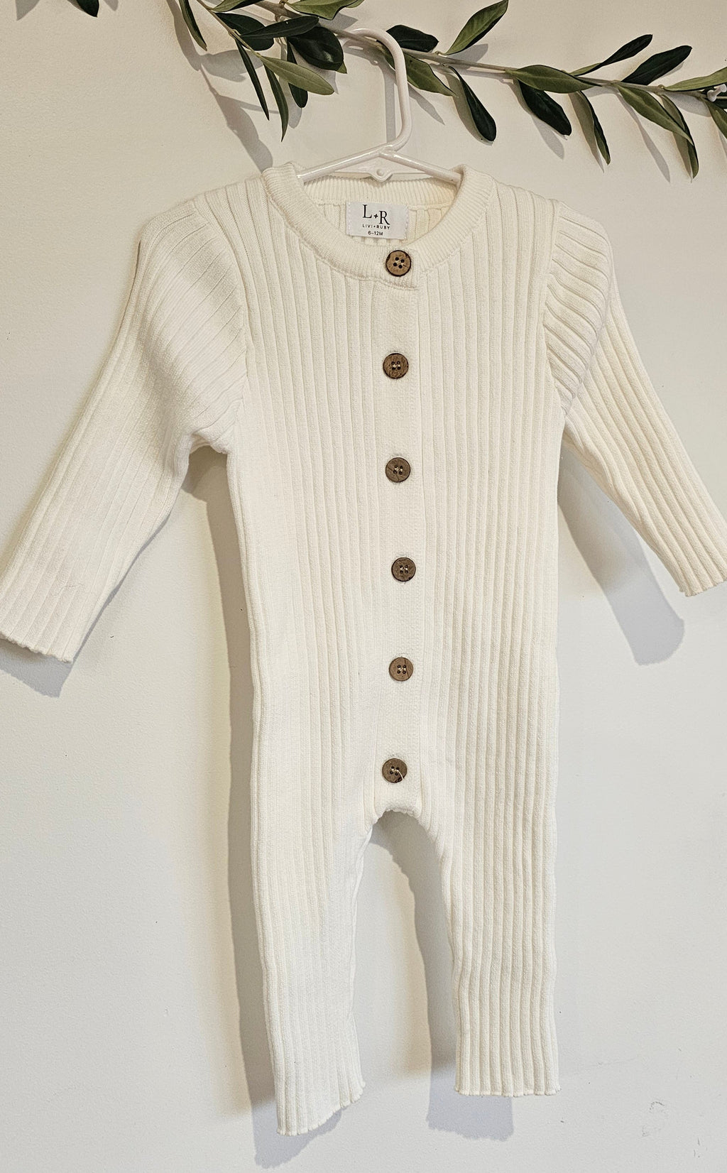 White Ribbed Cotton Baby Romper
